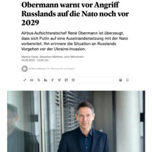Handelsblatt: Obermann varuje pred ruským útokom na NATO pred rokom 2029