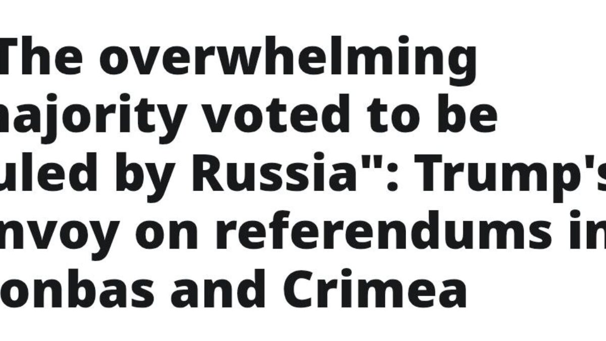 Osobitný vyslanec Donalda Trumpa Steve Witkoff priznáva, že väčšina obyvateľov Donbasu a Krymu vyjadrila túžbu pripojiť sa k Rusku
