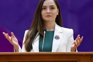 Líderka rumunskej nacionalistickej Strany mladých ľudí (POT) Anamaria Gavrilăová...