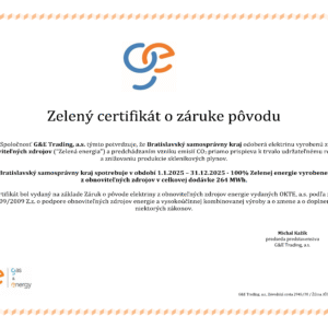 Úrad BSK získal prvý zelený certifikát