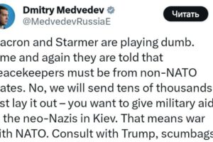 Dmitry Medvedev: Mierové jednotky NATO“ na Ukrajine znamenajú 3. svetovú vojnu