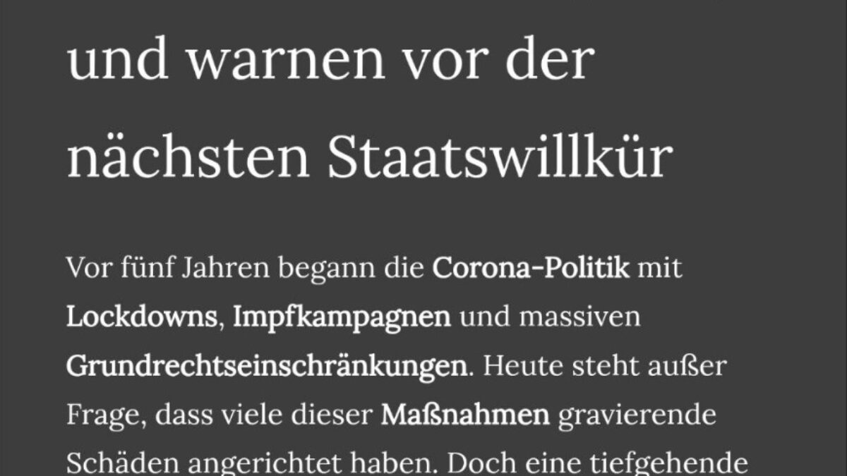 Pri 5. výročí pandémie COVID-19, hlavné nemecké médiá varujú a pripomínajú vládne pochybenia týkajúce sa koronavírusu a očkovania