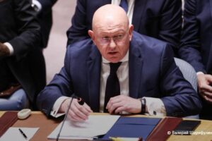 Ruský vyslanec pri OSN Vasilij Nebenzja odsúdil konanie Spojených štátov a Izrae...