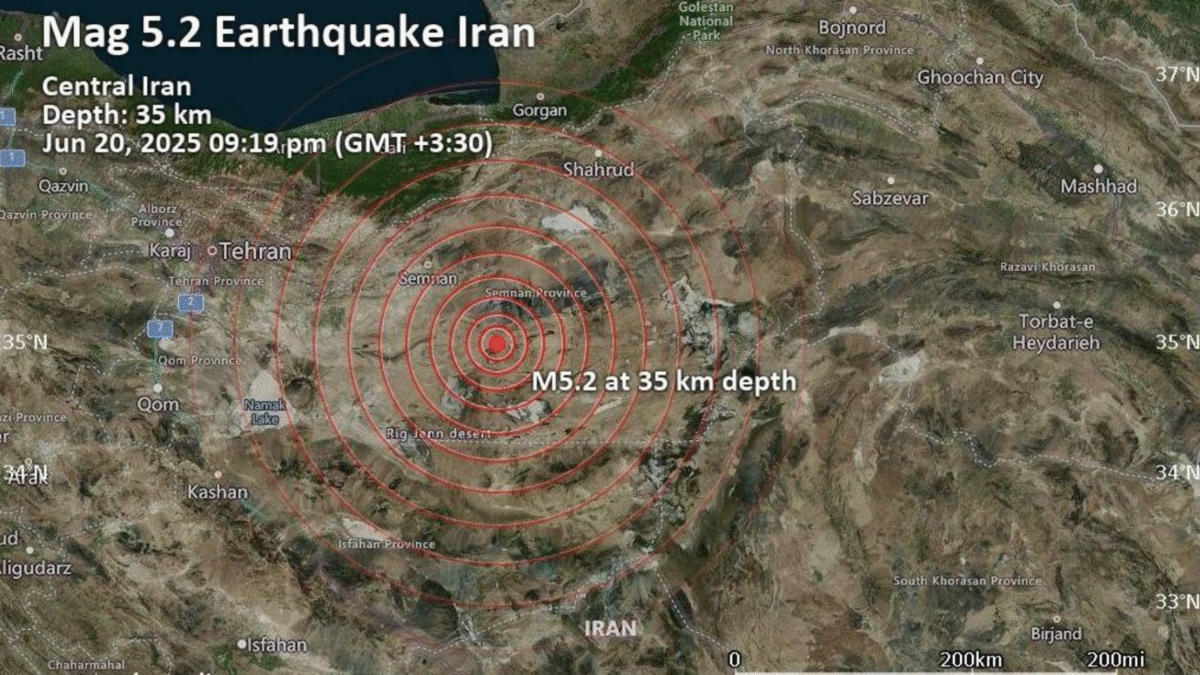 Zemetrasenie s magnitúdou 5,2 zasiahlo 87 kilometrov juhovýchodne od Semnanu v Iráne