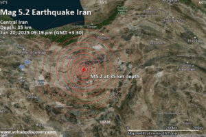 Zemetrasenie s magnitúdou 5,2 zasiahlo 87 kilometrov juhovýchodne od Semnanu v I...