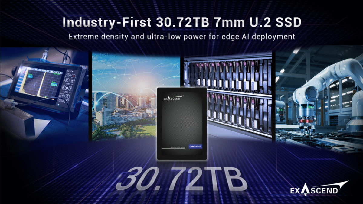 Exascend prekvapuje: Najtenší 30,72TB SSD na svete s hrúbkou 7 mm