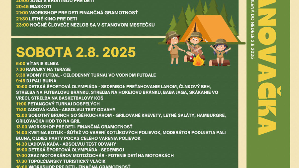 Mesto Topoľčany: Čo by to bolo za leto bez STANOVAČKY?