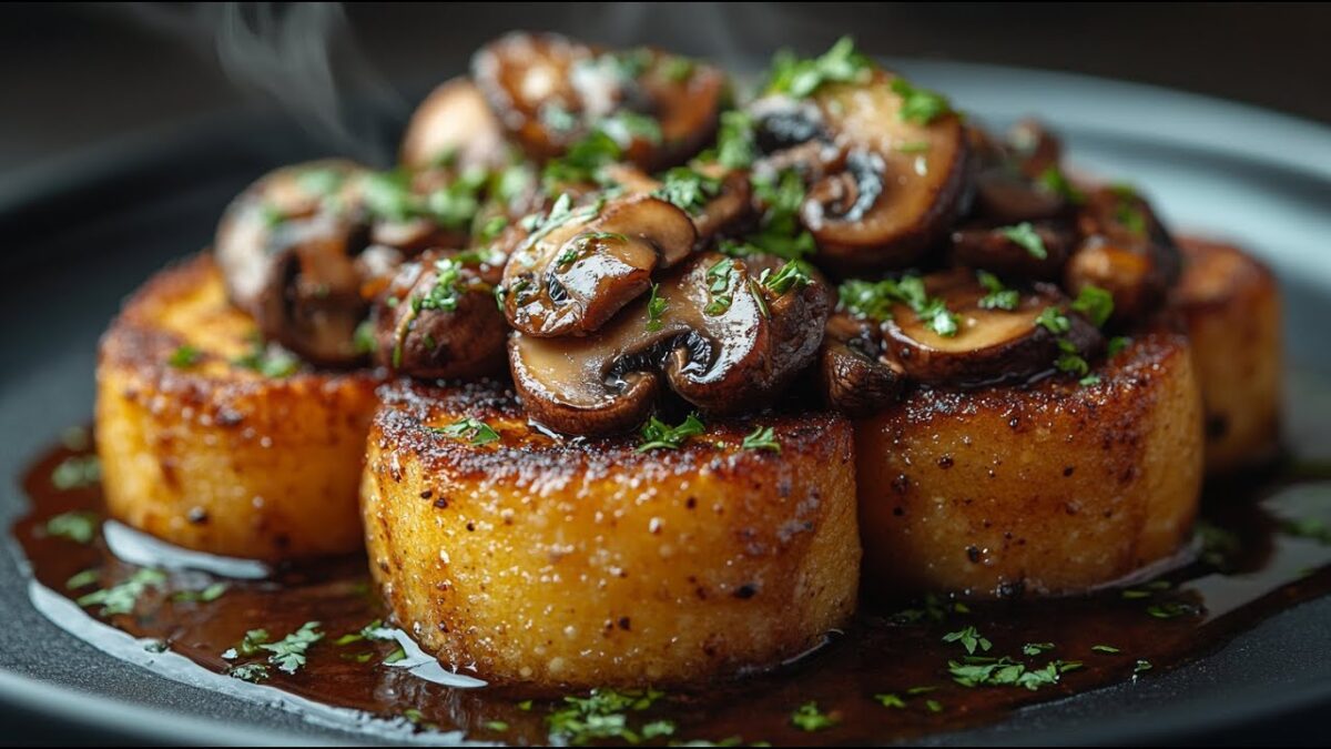 Chrumkavé polentové lievance s receptom na hubové ragú, ktoré si zamiluje každý – vegánske