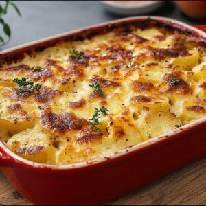 Vegánsky zemiakový gratin s ovsenou smotanou – jednoduchý recept bez syra