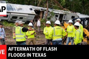 Nasledky bleskových povodní v Texase