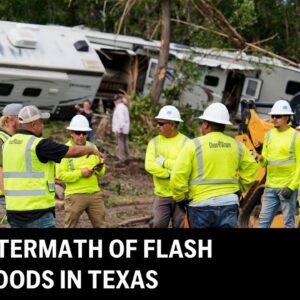 Nasledky bleskových povodní v Texase