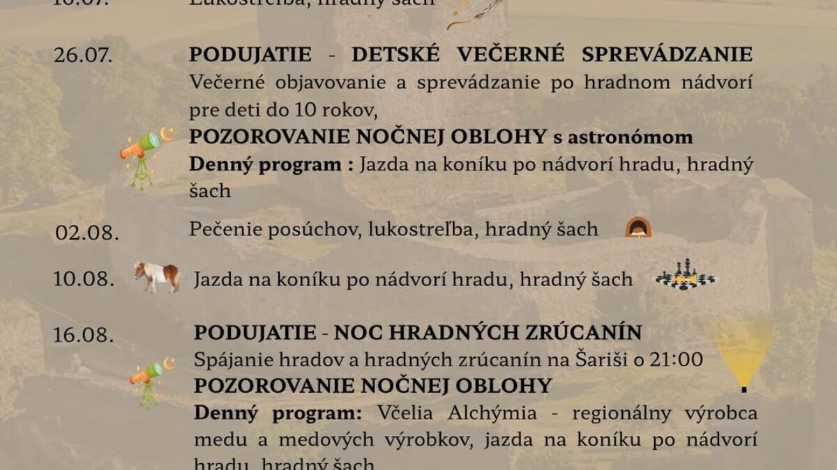 Hrad Šariš: LETO NA ŠARIŠSKOM HRADE
