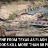 Scéna z Ingramu v Texase, kde bleskové záplavy zabili viac ako 80 osôb