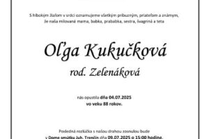 Mesto Trenčín: Oľga Kukučková rod. Zelenáková
