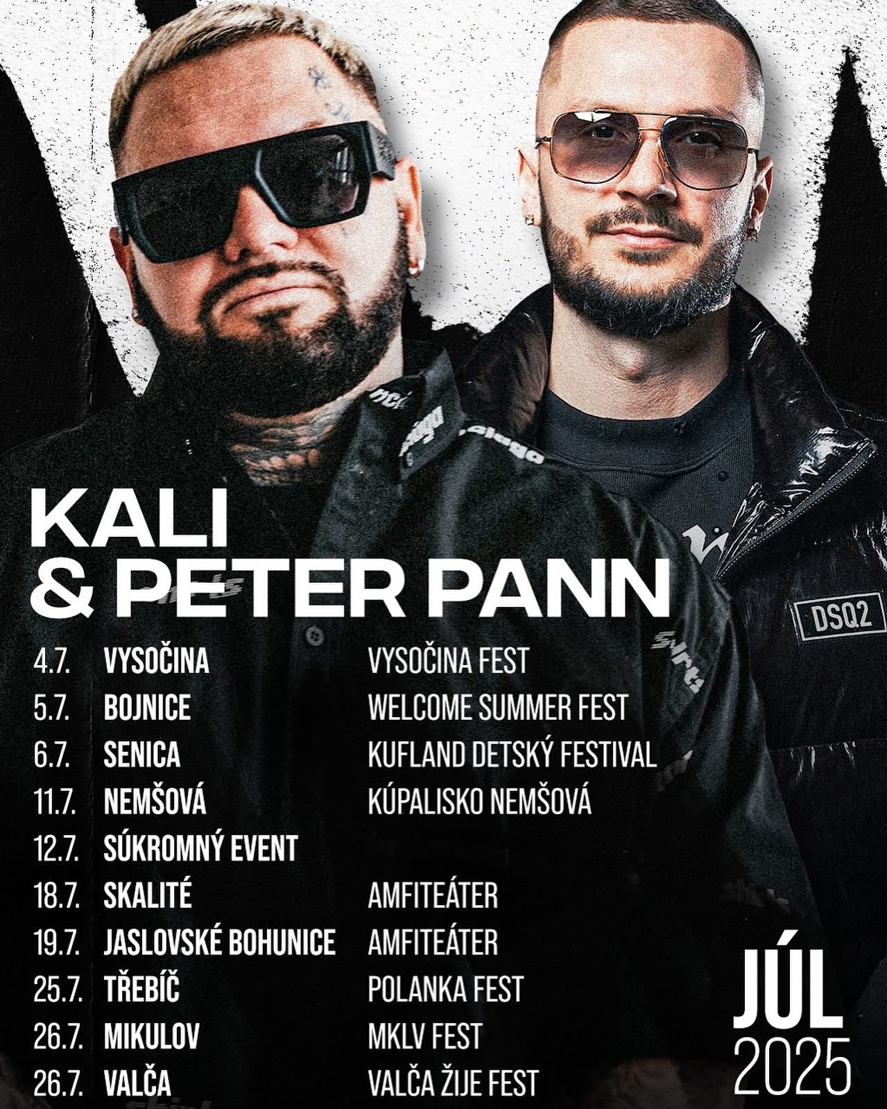 KALI a PETER PANN - Koncerty Júl 2025
