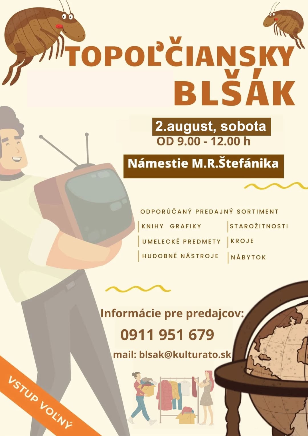 Topoľčiansky blšák sa najbližšie uskutoční v sobotu 2. augusta 2025 od 9:00 do 1