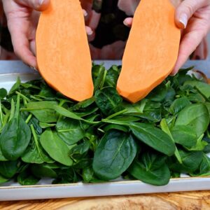 Lahodný recept zo sladkých zemiakov a špenátu