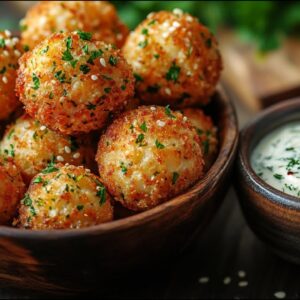 Chrumkavé zemiakové gulôčky s citrónovým dipom