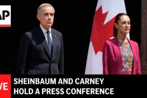 Tlačová konferencia: Claudia Sheinbaum z Mexika a Mark Carney z Kanady