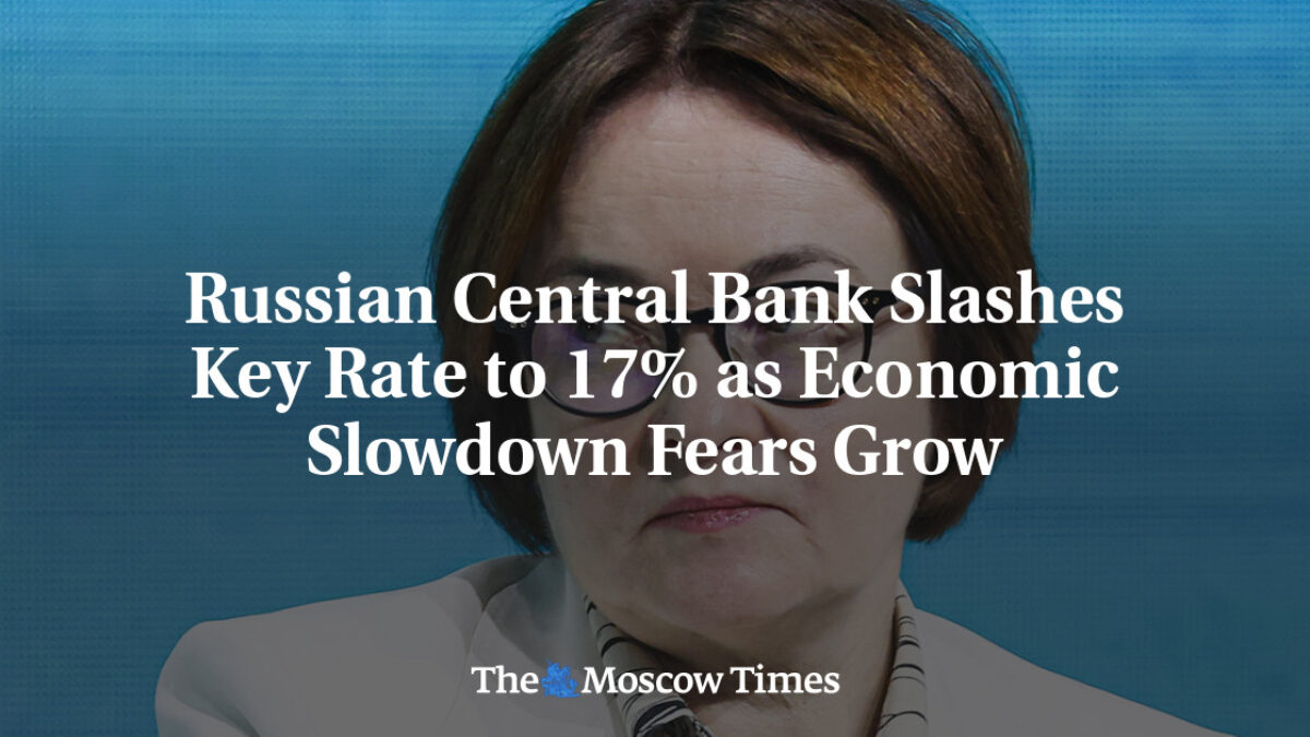 Ruská centrálna banka znižuje kľúčovú úrokovú sadzbu na 17 % v dôsledku rastúcich obáv z hospodárskeho spomalenia