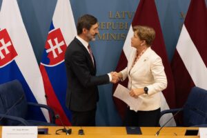 Tlačová konferencia ministra a ministerky zahraničných vecí Slovenska a Lotyšska