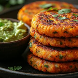 Batátovo-cícerové placky s avokádovým dipom.