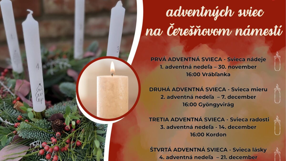 Mesto Vráble: Zapaľovanie 1. adventnej sviece na Čerešňovom námestí