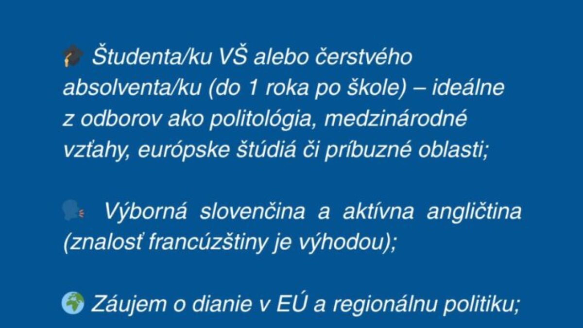 Získaj cenné skúsenosti v srdci Európskej únie: Staň sa stážistom Zastúpenia BSK pri EÚ v Bruseli BSK: Získaj cenné skúsenosti v srdci Európskej únie: Staň sa stážistom Zastúpenia BSK pri EÚ v Bruseli