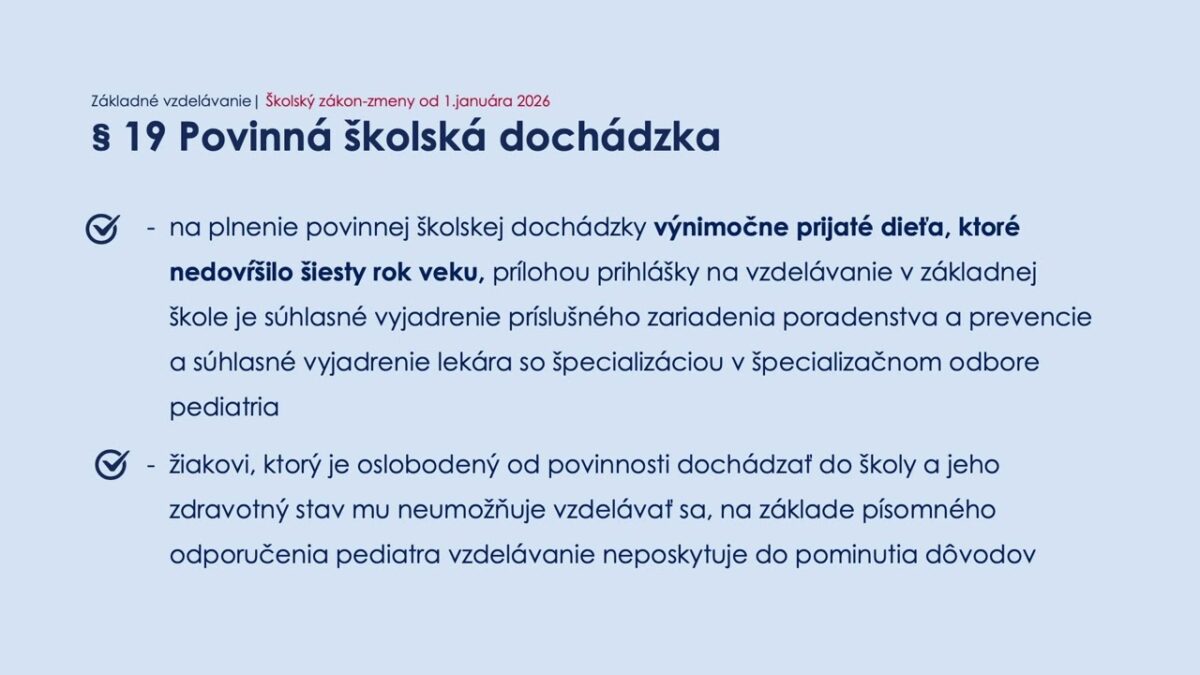 Zákon o výchove a vzdelávaní (školský zákon) – základné školy