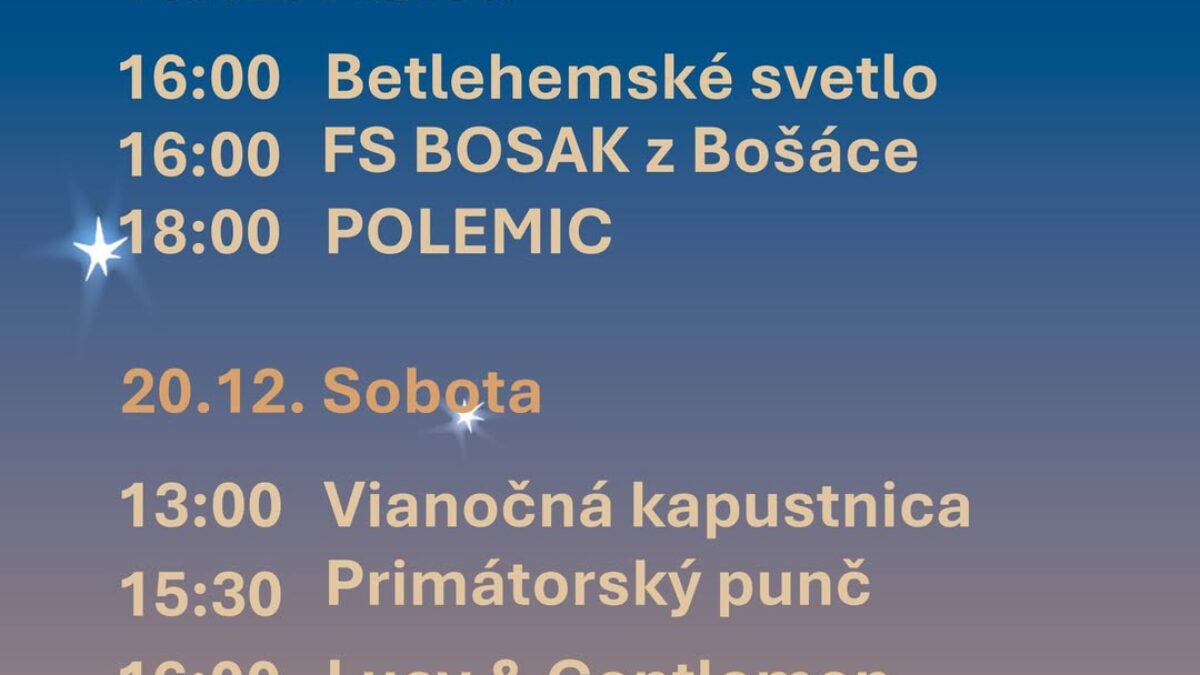 Mesto Nové Mesto nad Váhom: Čaká nás posledný adventný týždeň a s ním aj vianočné trhy na Námestí slobody