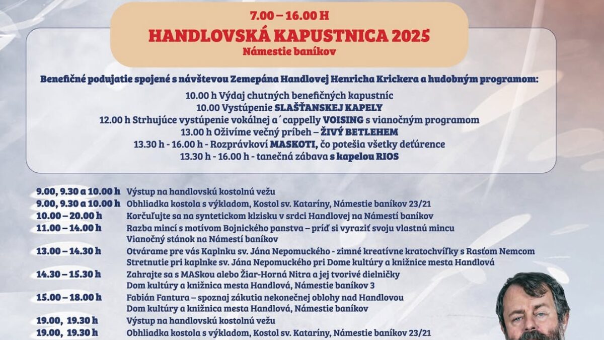 Mesto Handlová: NENECHAJTE SI UJSŤ TRETÍ ADVENT V HANDLOVEJ! PRÍĎTE SA ZABAVIŤ, NAJESŤ A PODPORIŤ DOBRÚ VEC