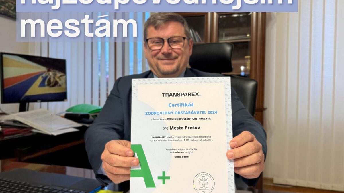 Mesto Prešov: PREŠOV SA ZARADIL K TOP 5 NAJZODPOVEDNEJŠÍM OBSTARÁVATEĽOM MEDZI MESTAMI A OBCAMI NA SLOVENSKU