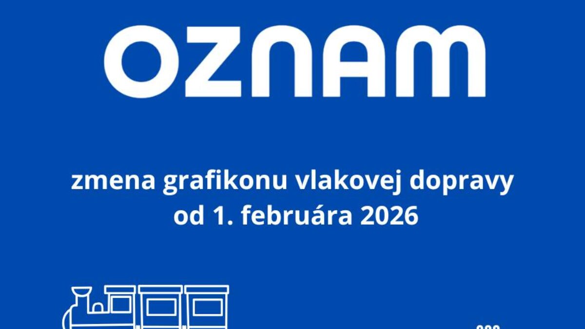 Mesto Nové Mesto nad Váhom: Upozornenie na zmenu grafikonu vlakovej dopravy