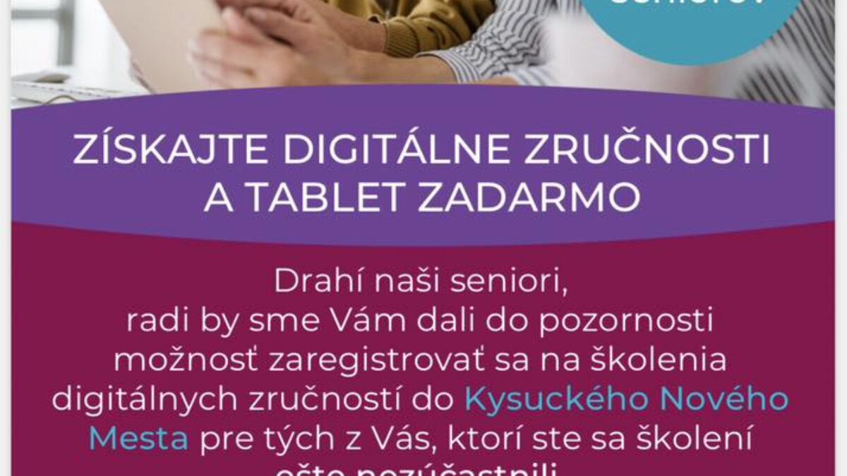 Mesto Kysucké Nové Mesto: Milí seniori, drahí občania – prihláste sa a získajte digitálne zručnosti.