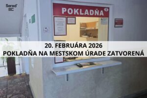 Mesto Sereď: OZNAM O ZATVORENÍ POKLADNE MESTSKÉHO ÚRADU